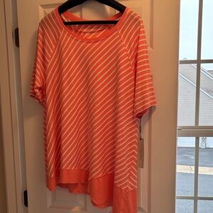 Calvin Klein Coral and White Striped Top